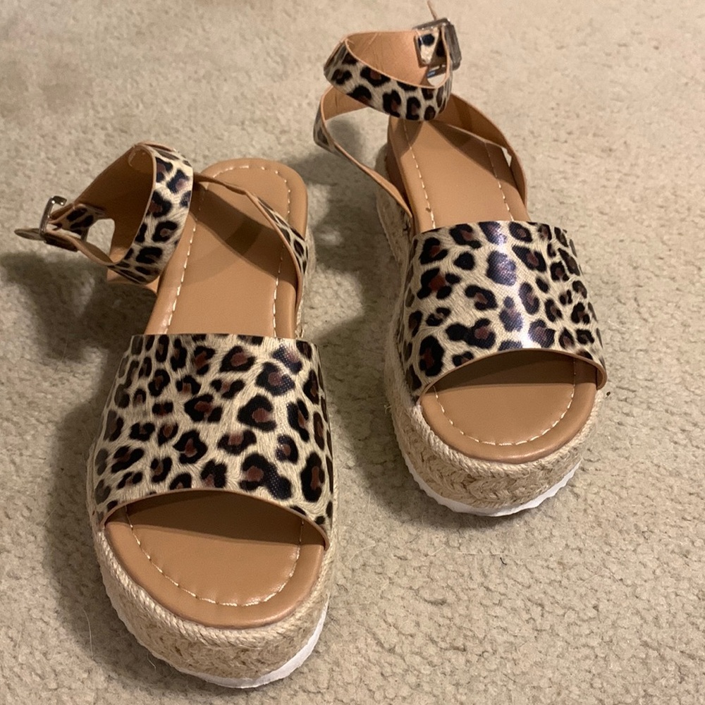 Cheetah ankle strap wedges